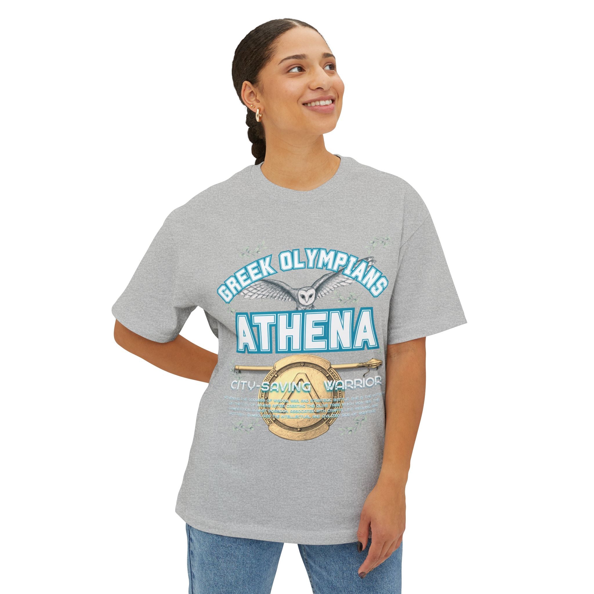 Athena Pantheon Graphic Tee — Greek Mythology Oversized Boxy T-Shirt