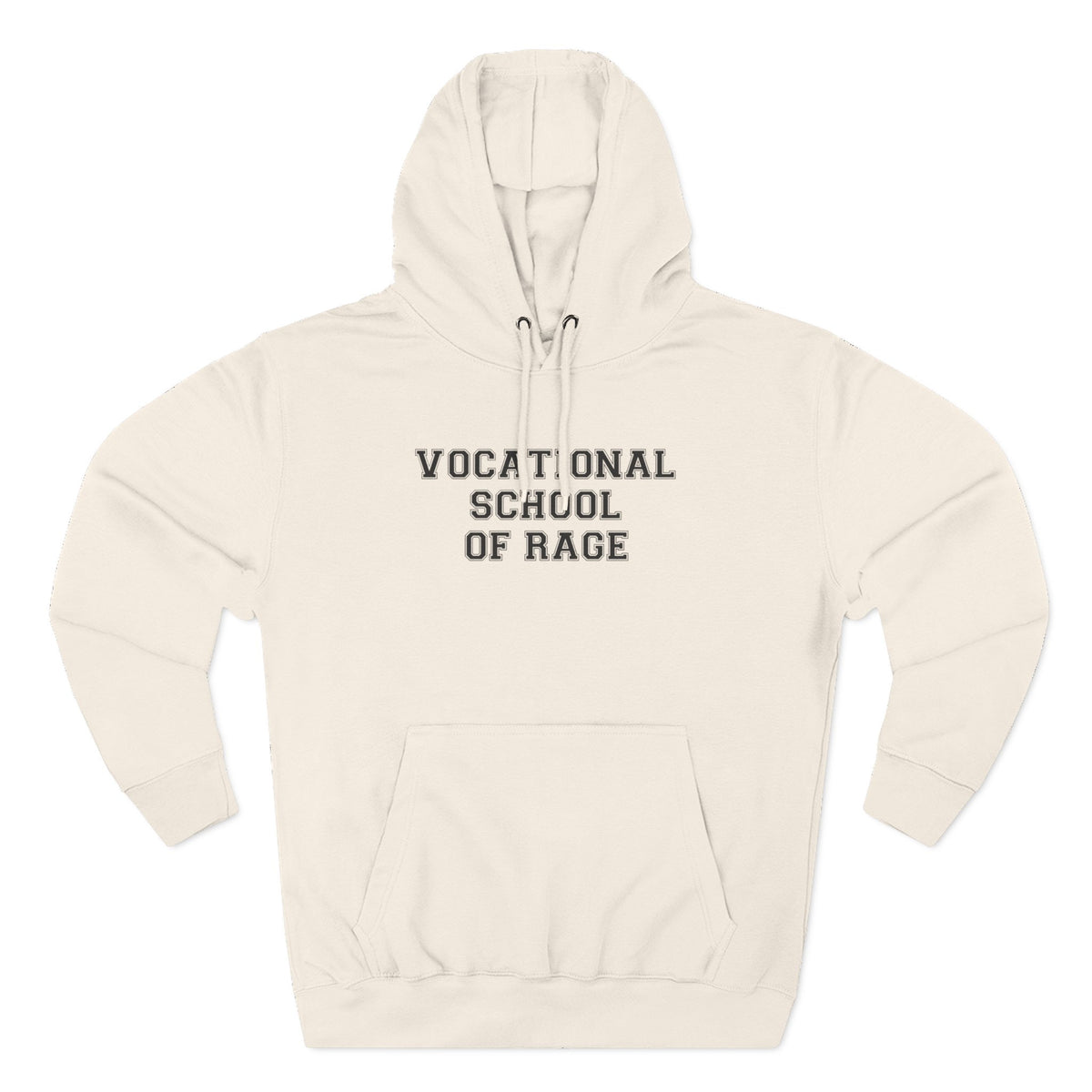 Vocational School of Rage Hoodie - Funny Minimalist Text Sweatshirt Gift