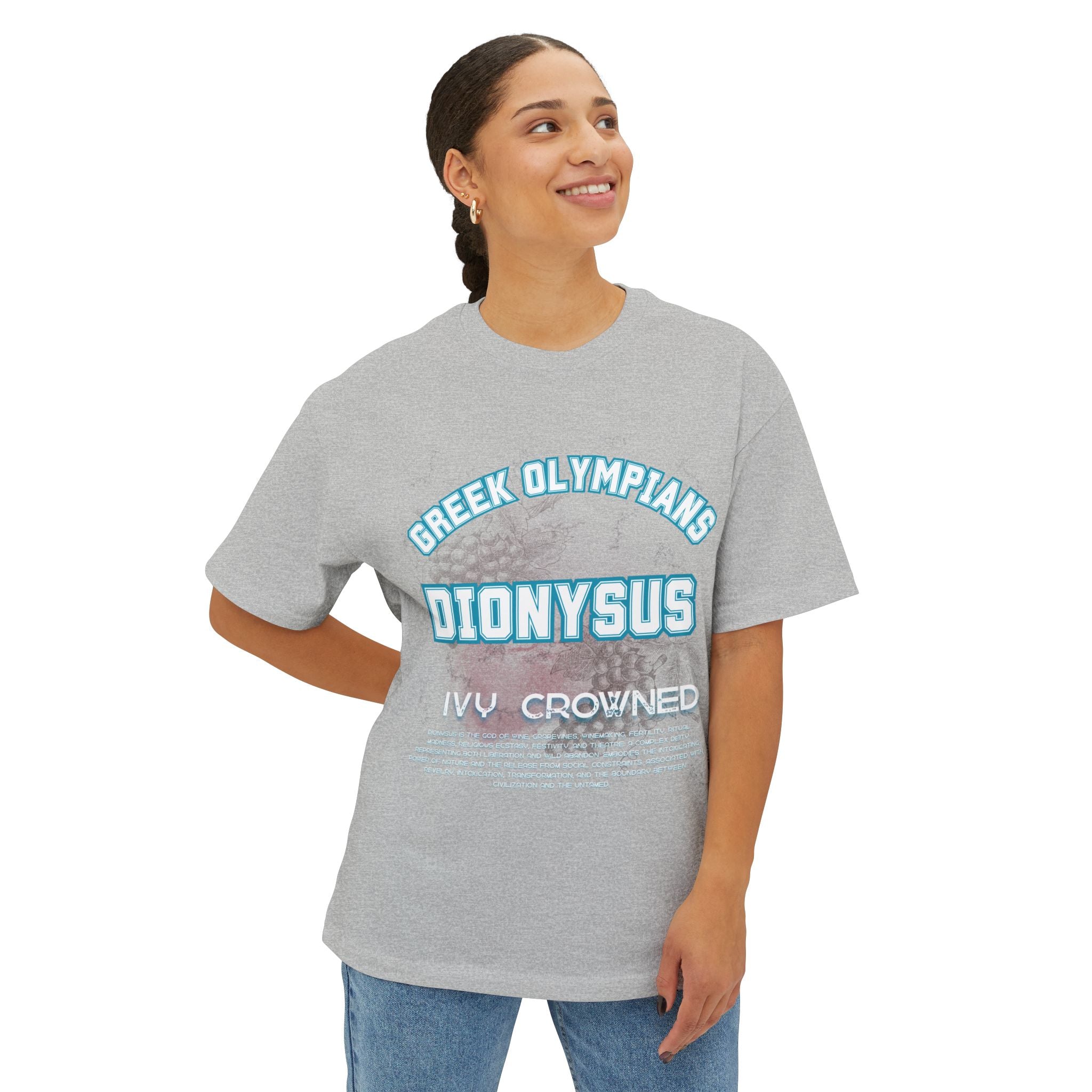 Dionysus Pantheon Tee — Greek Mythology-Inspired Oversized Boxy T-Shirt