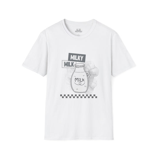 Milky Milk bottle Tee - Retro Illustration Graphic T-Shirt