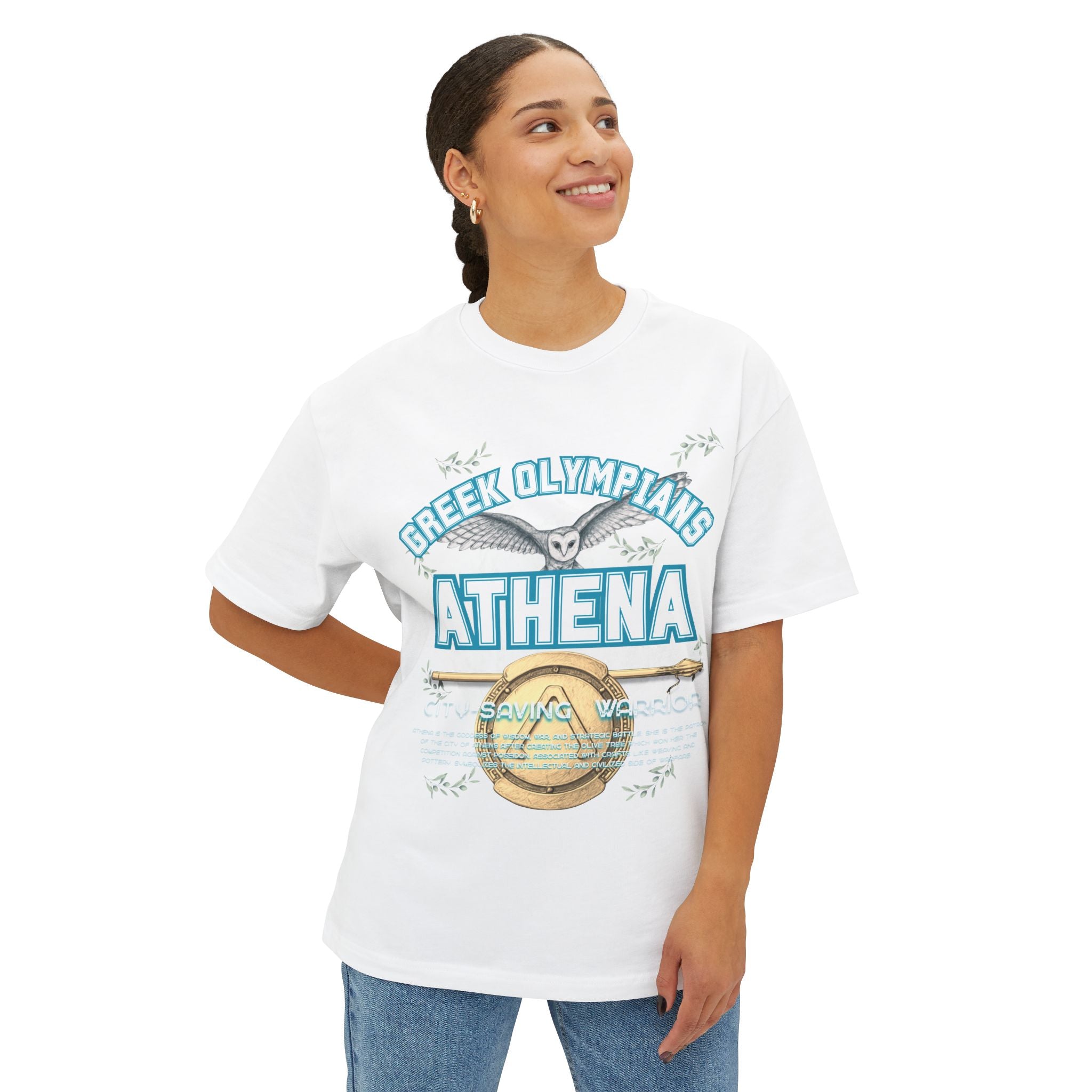 Athena Pantheon Graphic Tee — Greek Mythology Oversized Boxy T-Shirt