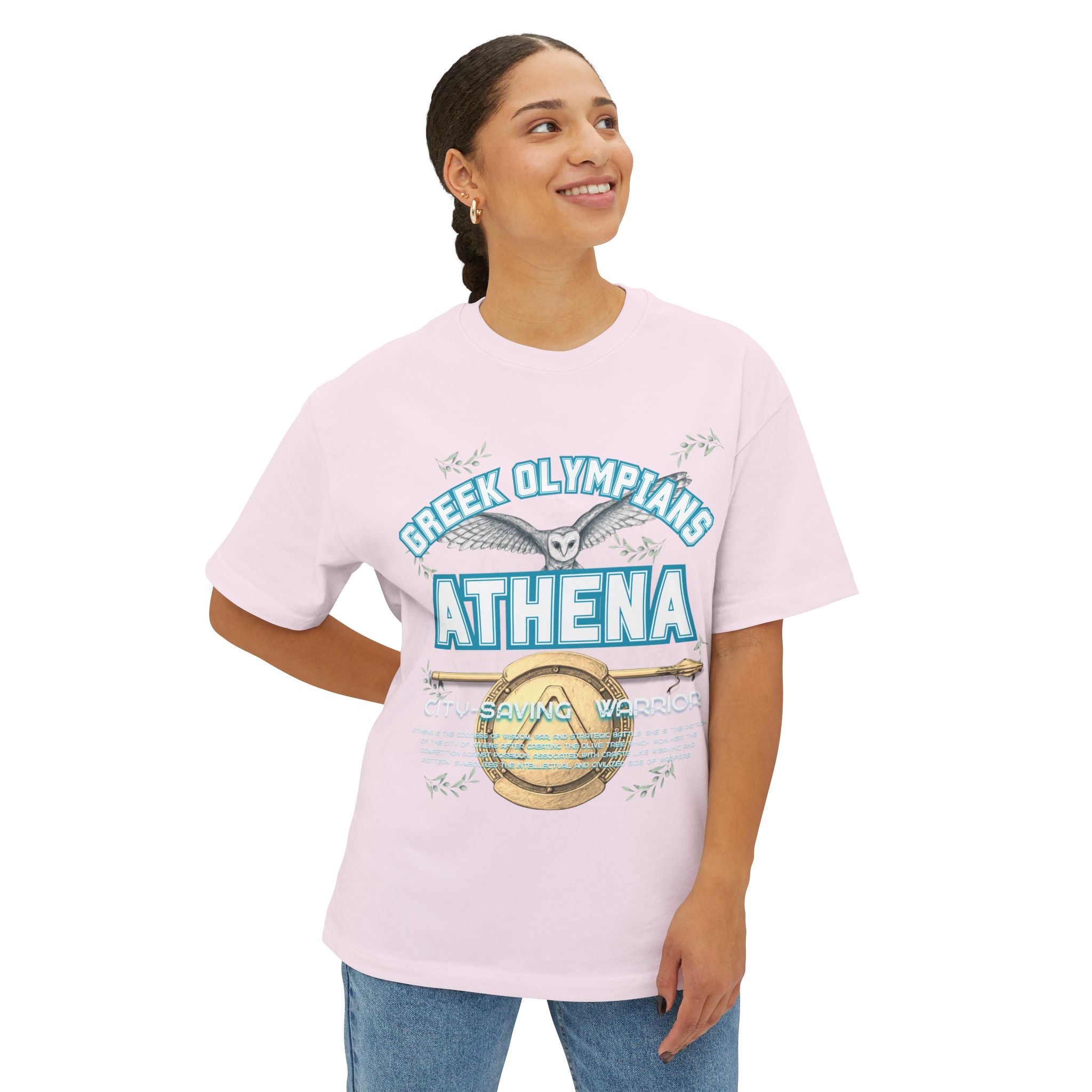 Athena Pantheon Graphic Tee — Greek Mythology Oversized Boxy T-Shirt