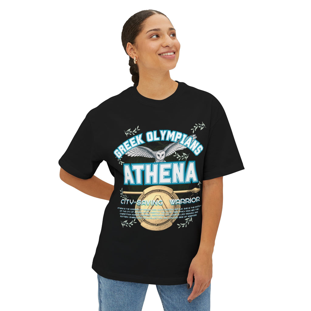 Athena Pantheon Graphic Tee — Greek Mythology Oversized Boxy T-Shirt