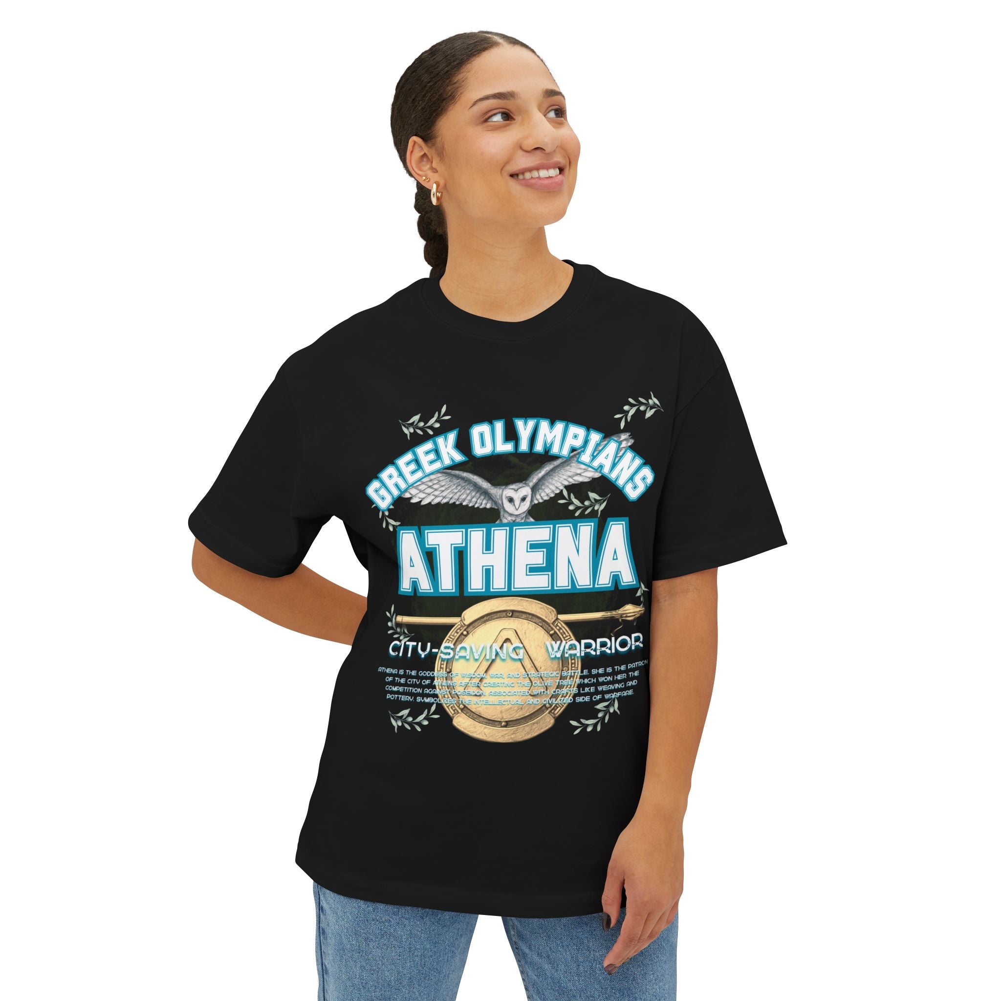Athena Pantheon Graphic Tee — Greek Mythology Oversized Boxy T-Shirt