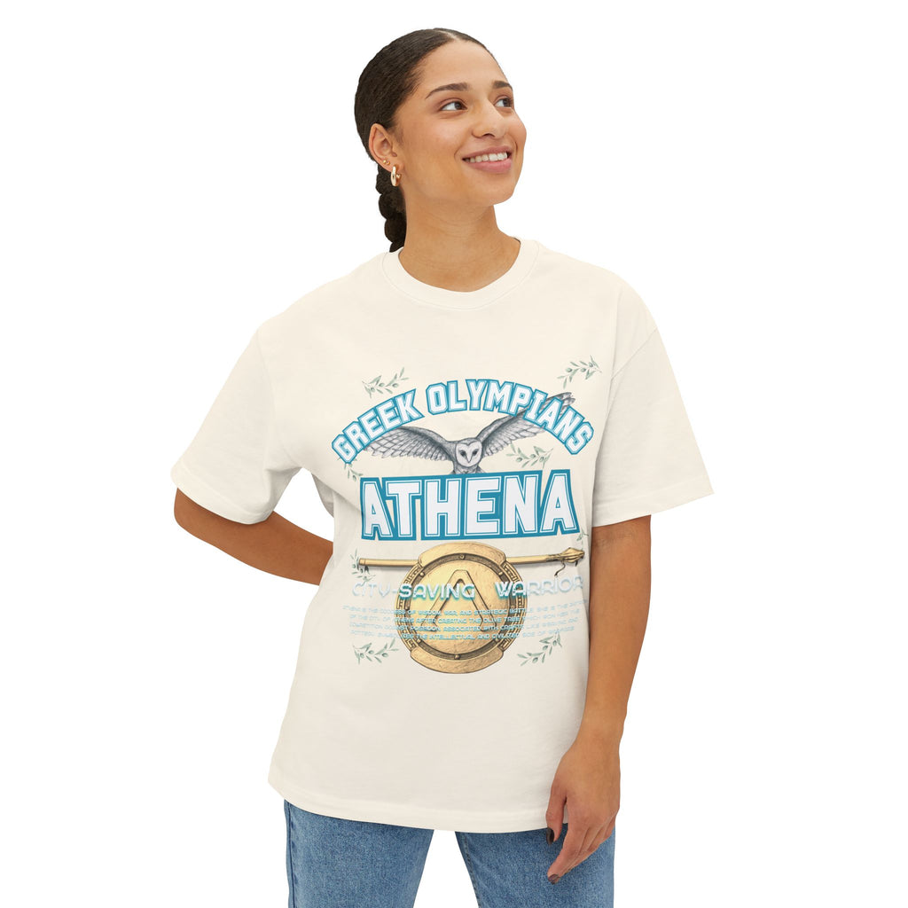Athena Pantheon Graphic Tee — Greek Mythology Oversized Boxy T-Shirt
