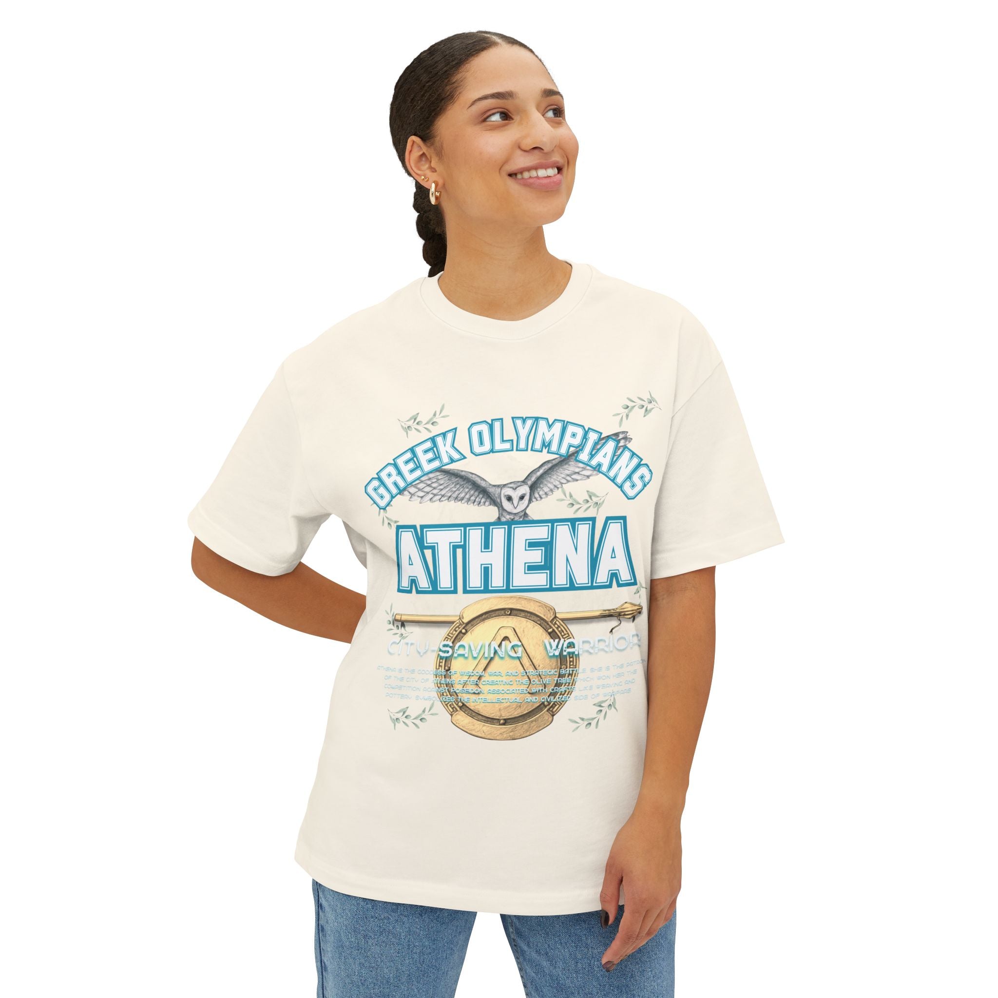 Athena Pantheon Graphic Tee — Greek Mythology Oversized Boxy T-Shirt