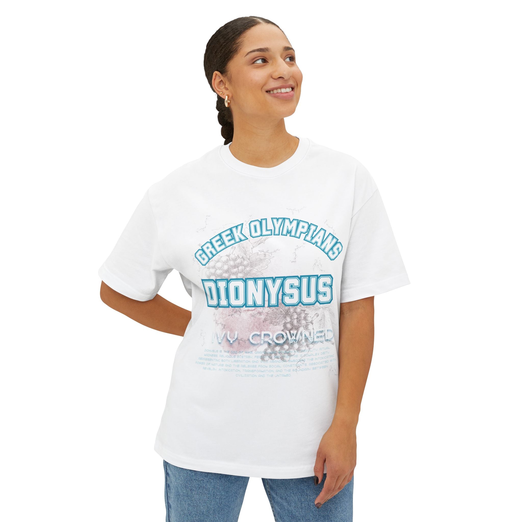 Dionysus Pantheon Tee — Greek Mythology-Inspired Oversized Boxy T-Shirt