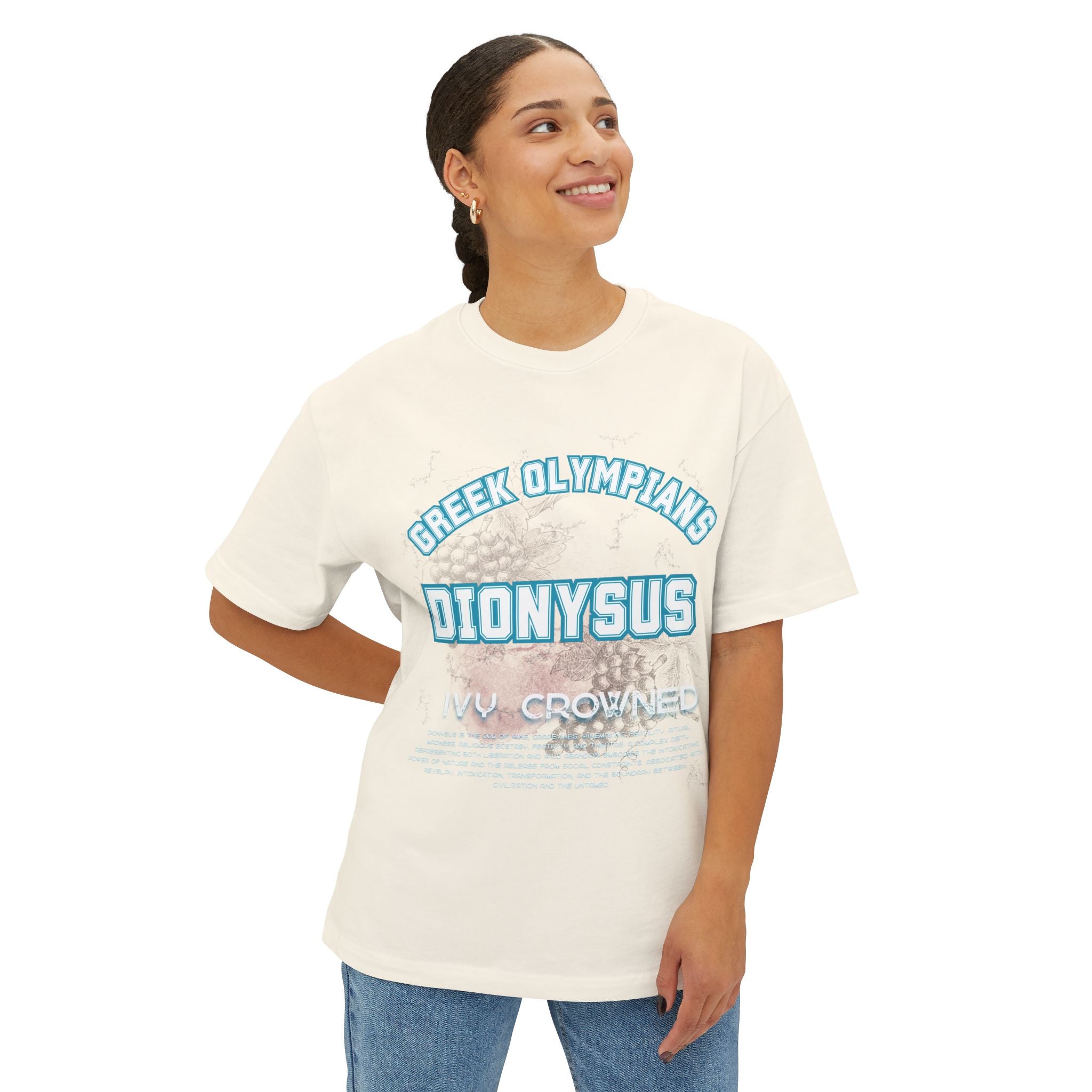 Dionysus Pantheon Tee — Greek Mythology-Inspired Oversized Boxy T-Shirt